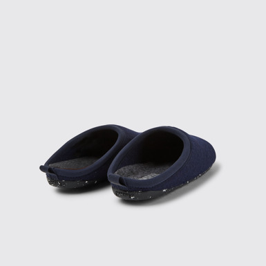 Back view of Wabi Blue wool women’s slippers