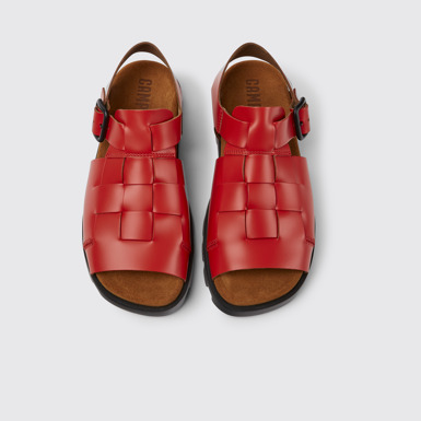 Overhead view of Brutus Sandal Red leather sandals for women