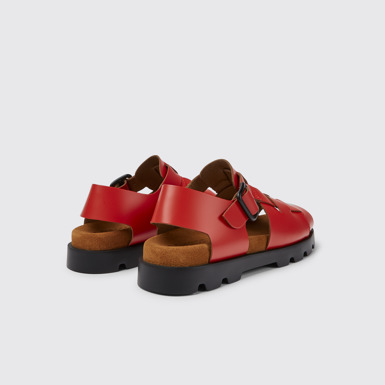 Back view of Brutus Sandal Red leather sandals for women