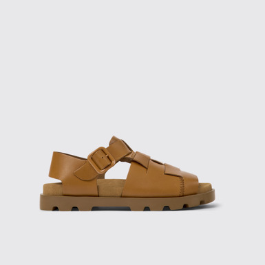 Side view of Brutus Sandal Brown leather sandals for women