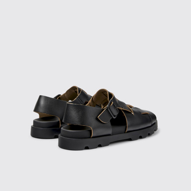 Back view of Brutus Sandal Black Leather Sandal for Women