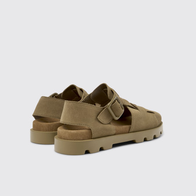 Back view of Brutus Sandal Brown Nubuck Sandal for Women