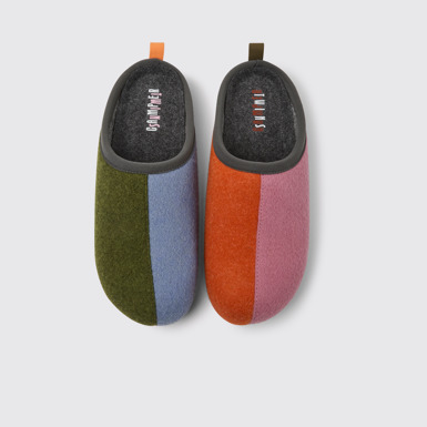 Overhead view of Twins Multicolored wool women’s slippers