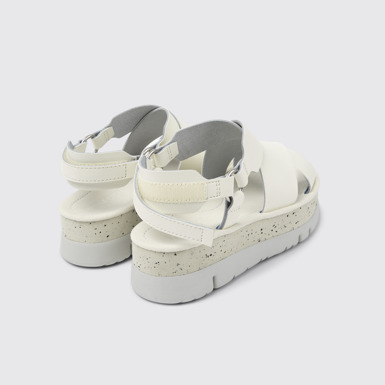 Back view of Oruga Up White Leather Sandal for Women