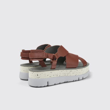 Back view of Oruga Up Red Leather Sandal for Women