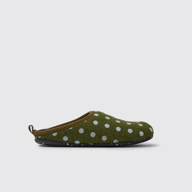 Wabi Pantuflas de lana verdes y azules para mujer
