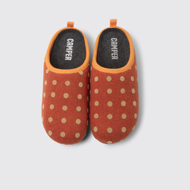 Wabi Pantuflas de lana naranjas y café para mujer