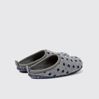 Wabi Pantuflas grises y azules de lana para mujer