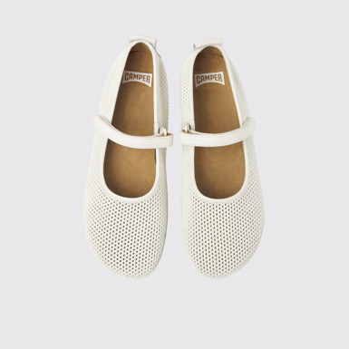 Overhead view of Right TENCEL® White TENCEL® Lyocell and leather shoes for women