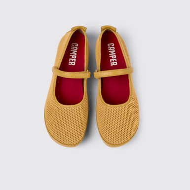 Overhead view of Right Orange Textile/Leather Ballerina for Women