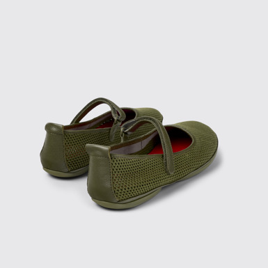 Back view of Right Green Textile/Leather Ballerina for Women