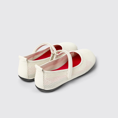 Back view of Right Nina White Tencel Mesh and Leather Ballerinas for Women.