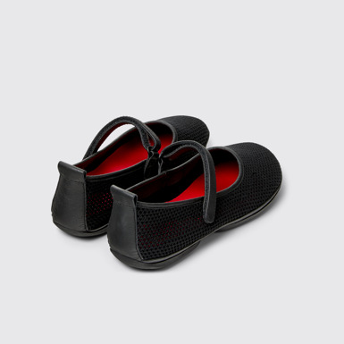Back view of Right Nina Black Tencel Mesh and Leather Ballerinas for Women.