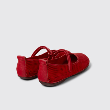 Back view of Right Nina Red Tencel Mesh and Leather Ballerinas for Women.