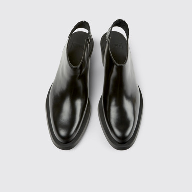 Overhead view of Bonnie Black leather heels for women