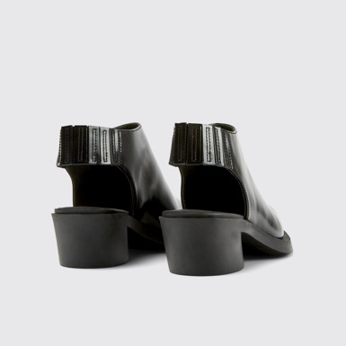 Back view of Bonnie Black leather heels for women