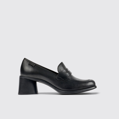 Side view of Kiara Black leather heels