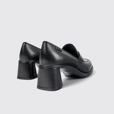 Back view of Kiara Black leather heels