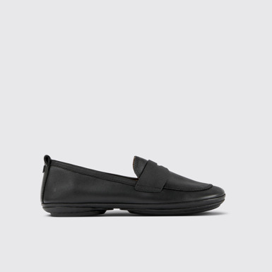 Side view of Right Black leather shoes for women