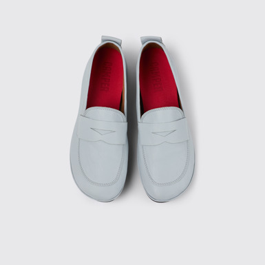 Overhead view of Right Gray Leather Loafer for Women