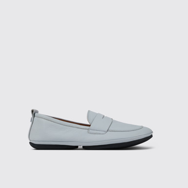 Side view of Right Gray Leather Loafer for Women