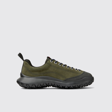 Side view of CRCLR Green nubuck and textile sneakers for women