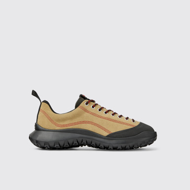 Side view of CRCLR Beige nubuck and textile sneakers for women