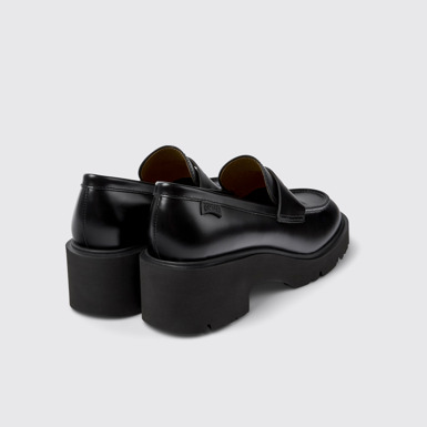 Back view of Milah Black Leather Moccasins for Women.