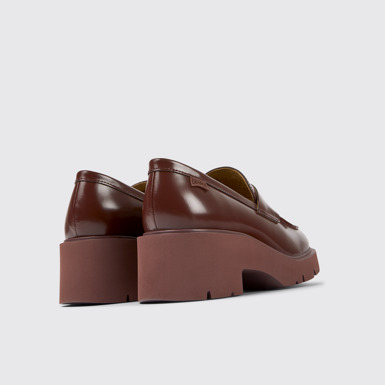 Back view of Milah Burgundy leather loafers for women
