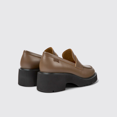Back view of Milah Brown leather loafers for women