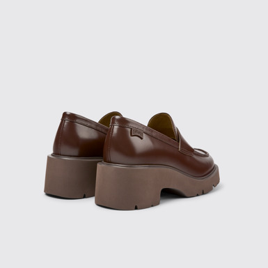 Back view of Milah Burgundy leather loafers for women