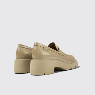 Back view of Milah Beige leather loafers for women