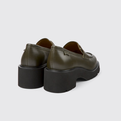 Back view of Milah Green leather loafers for women