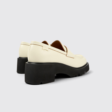 Back view of Milah White leather loafers for women