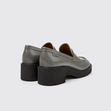 Back view of Milah Gray leather loafers for women