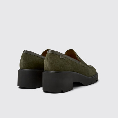 Back view of Milah Green nubuck loafers for women