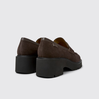 Back view of Milah Brown nubuck loafers for women
