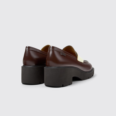 Back view of Twins Multicolored leather loafers for women