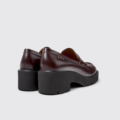 Back view of Milah Burgundy Leather Moccasins for Women.