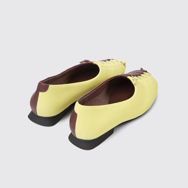 Back view of Twins Yellow and burgundy ballerina flats for women