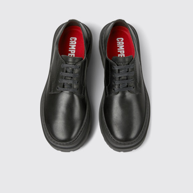 Overhead view of Brutus Trek Black leather shoes for women