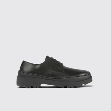 Side view of Brutus Trek Black leather shoes for women