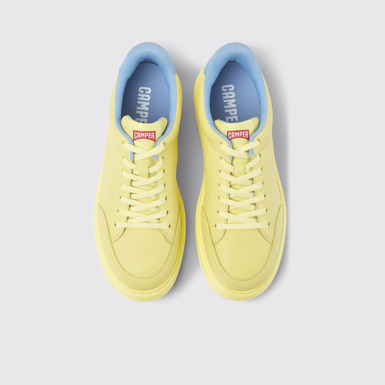 Overhead view of Runner K21 Yellow leather sneakers for women