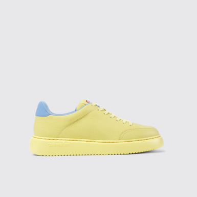 Side view of Runner K21 Yellow leather sneakers for women
