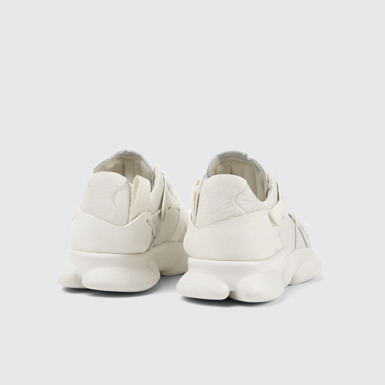 Back view of Karst White non-dyed leather sneakers for women