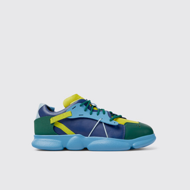 Side view of Twins Multicolored leather and textile sneakers for women