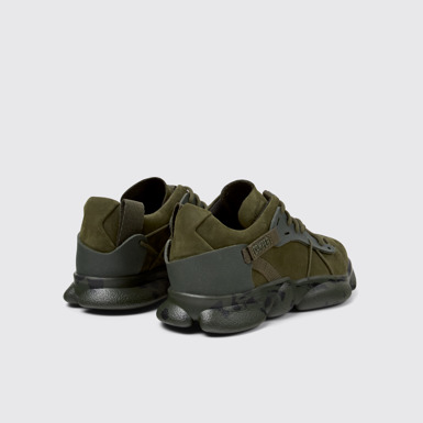 Back view of Karst Green nubuck and textile sneakers for women