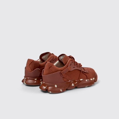 Back view of Karst Red nubuck and textile sneakers for women
