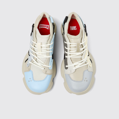 Overhead view of Twins Multicolored leather and textile sneakers for women