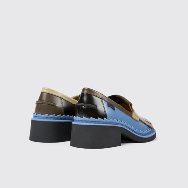 Back view of Twins Multicolored leather loafers for women